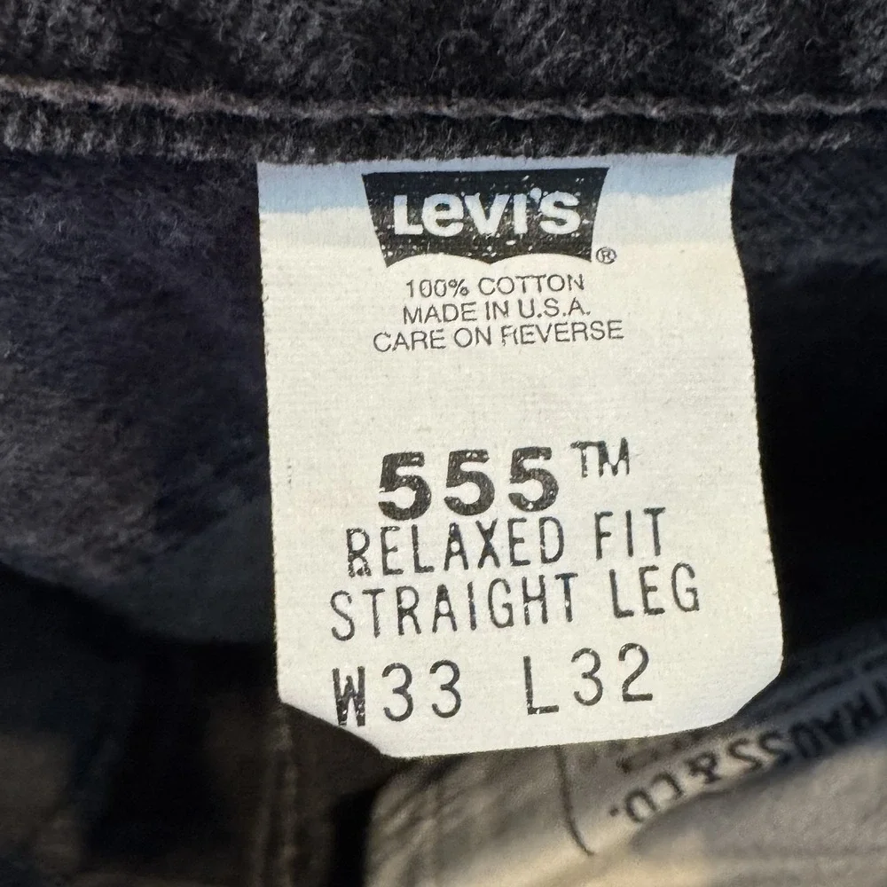 Vintage Levis 555 Jeans Mens 33X32 Black USA relaxed fit straight leg Fit 30x31